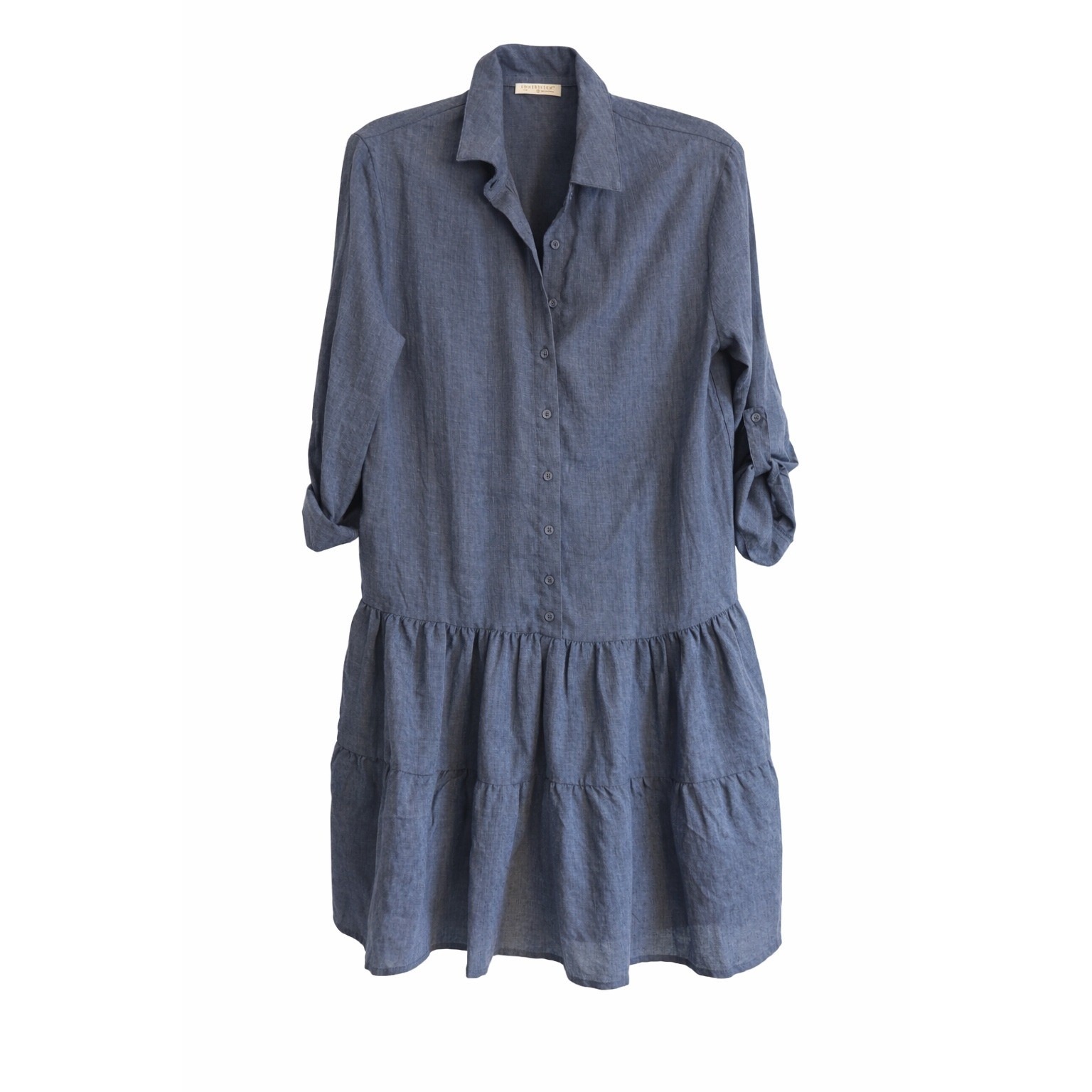 Lovestitch Boho Chambray Dress S Oversized Tiered Lightweight Msrp $82